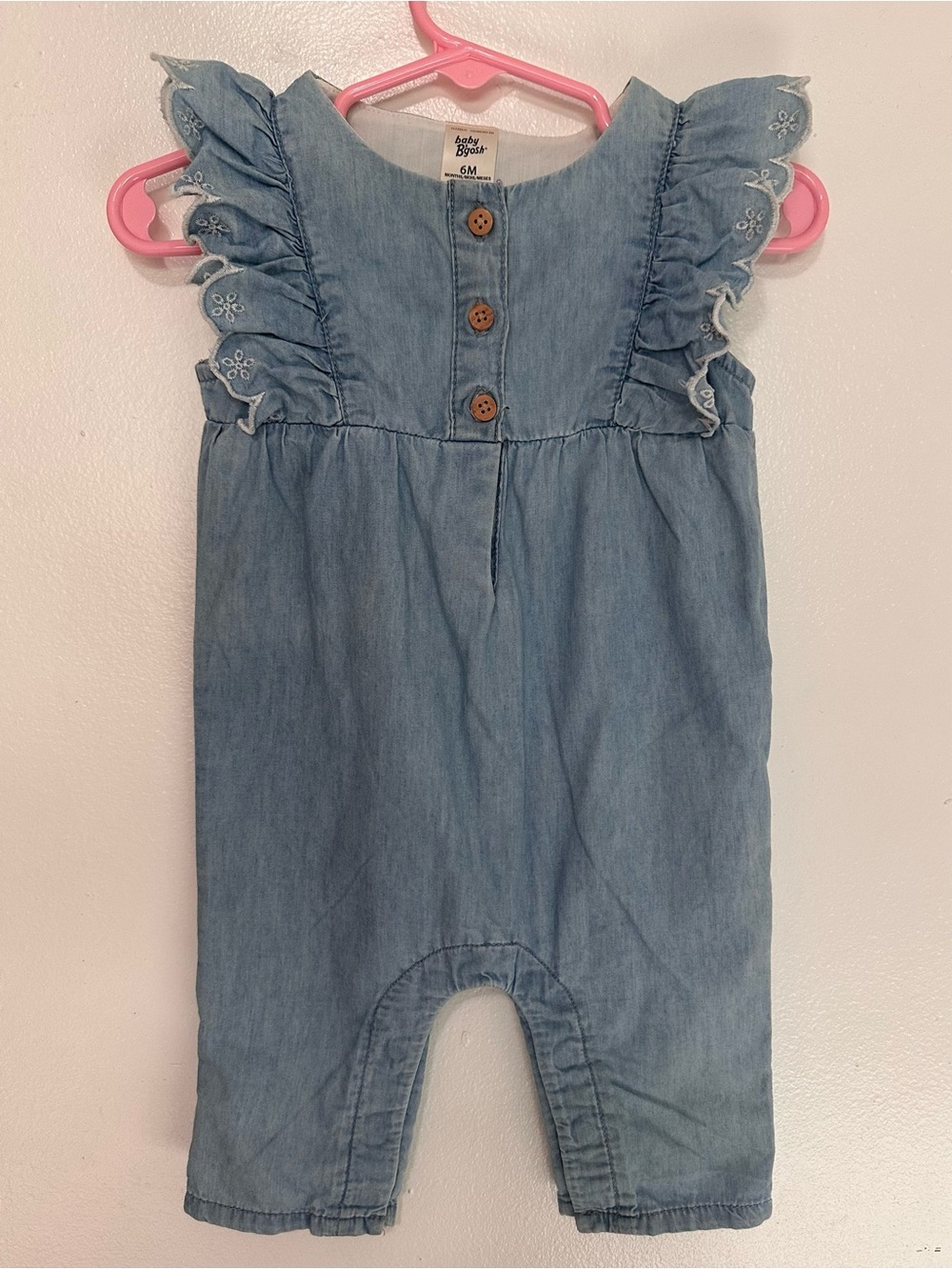 Baby B’gosh Light Blue Chambray Ruffle Romper - 6M